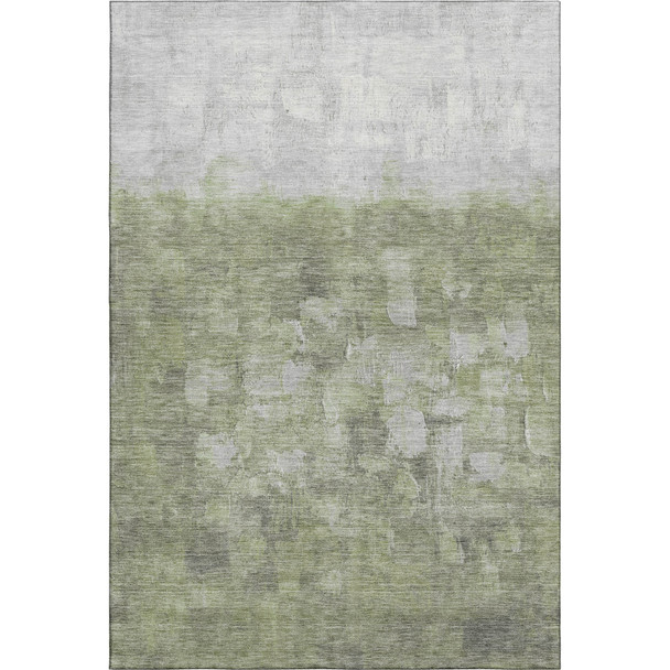 3' X 5' Fern Green And Silver Abstract Washable Area Rug With UV Protection