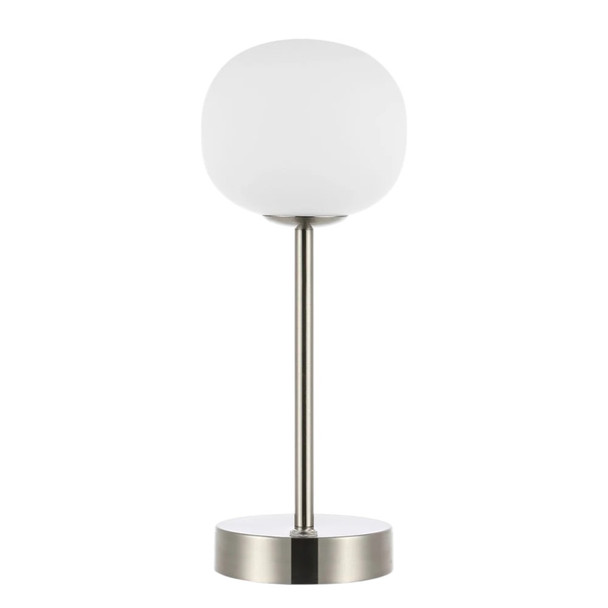 12" Nickel Novelty USB Table Lamp With Globe Shade