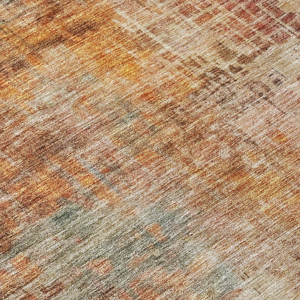 9' X 12' Tan Copper And Terra Cotta Abstract Washable Indoor Outdoor Area Rug
