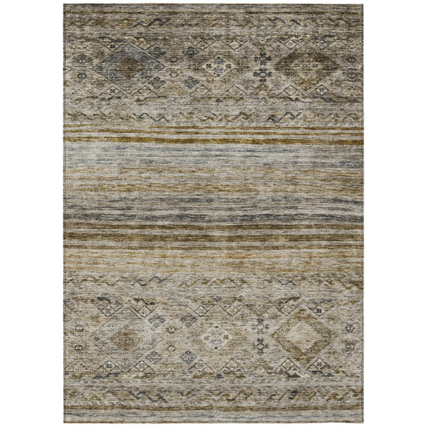 3' X 5' Brown Tan And Black Floral Washable Indoor Outdoor Area Rug