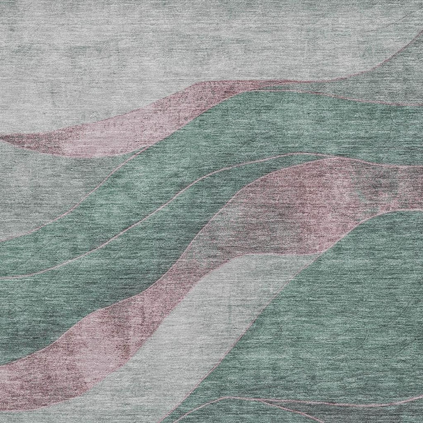 5' X 8' Sage And Blush Abstract Washable Indoor Outdoor Area Rug