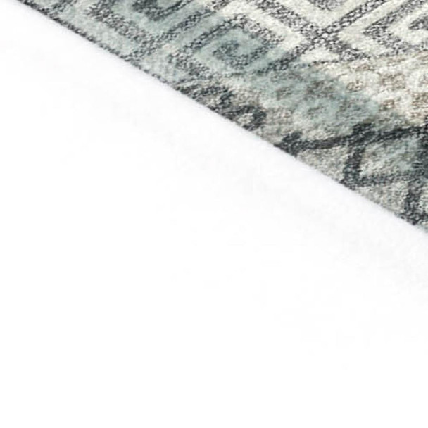 8' X 10' Pewter Copper And Silver Geometric Washable Indoor Outdoor Area Rug