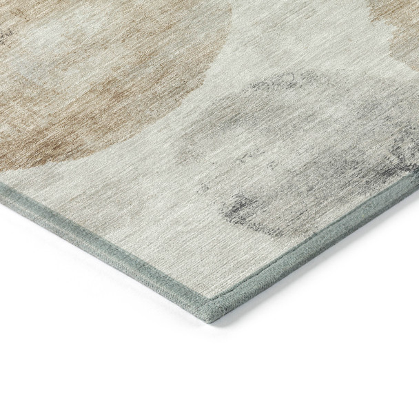 8' Taupe Ivory And Beige Round Abstract Washable Indoor Outdoor Area Rug