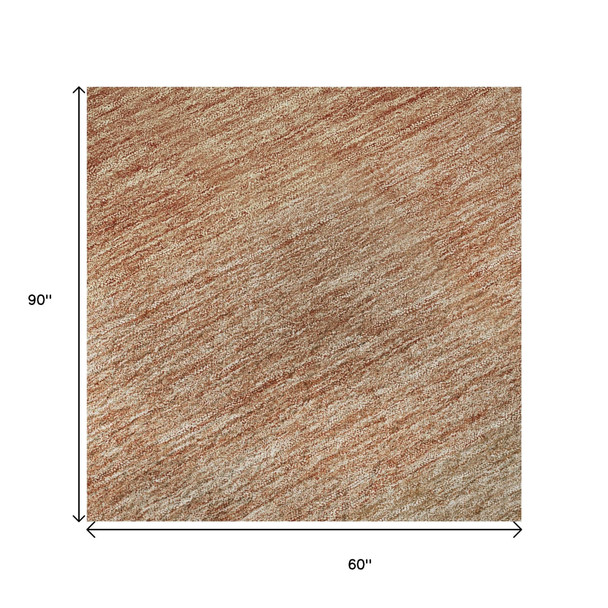 5' X 8' Rust And Beige Ombre Washable Area Rug With UV Protection