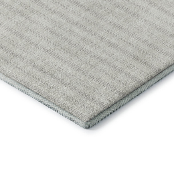 8' X 10' Ivory And Beige Striped Washable Area Rug With UV Protection