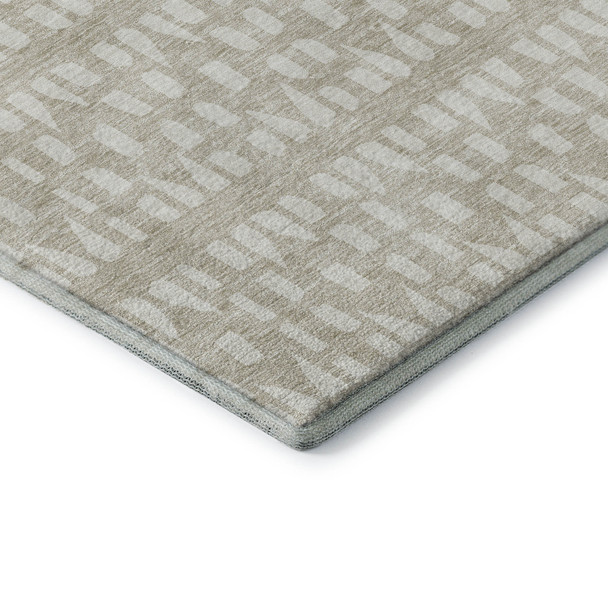 10' X 14' Beige And Ivory Geometric Washable Area Rug With UV Protection