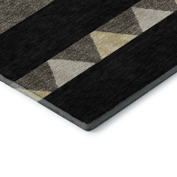 9' X 12' Black Ivory And Wheat Southwestern Washable Area Rug With UV Protection