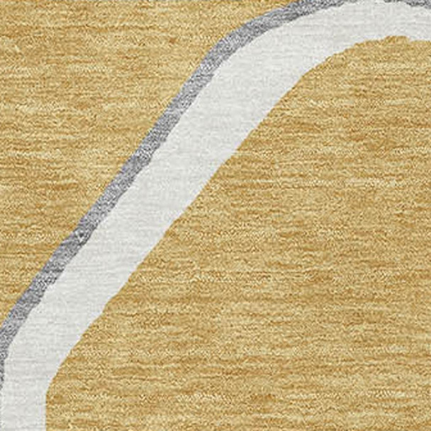 8' X 10' Gold Ivory And Gray Geometric Washable Area Rug With UV Protection