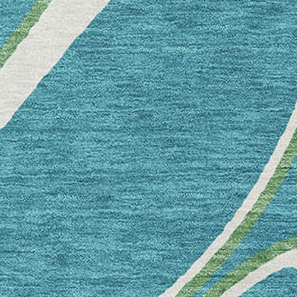 10' X 14' Teal Ivory And Green Geometric Washable Area Rug With UV Protection