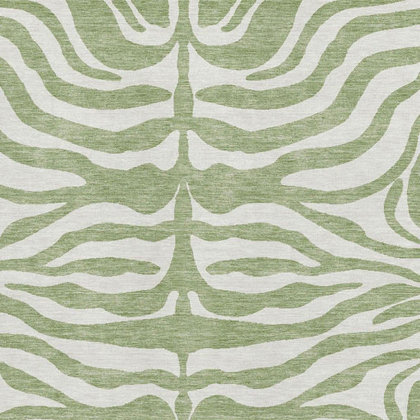 3' X 5' Artichoke Green And Ivory Animal Print Washable Area Rug With UV Protection