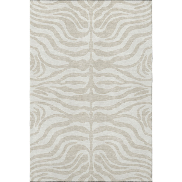 8' X 10' Beige And Ivory Animal Print Washable Area Rug With UV Protection