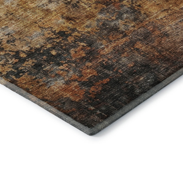 8' X 10' Rust Silver And Gray Abstract Washable Area Rug With UV Protection