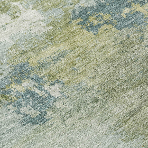 10' X 14' Aqua And Green Abstract Washable Indoor Outdoor Area Rug