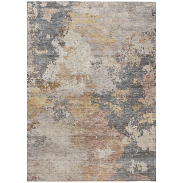 8' X 10' Pewter And Gray Abstract Washable Indoor Outdoor Area Rug