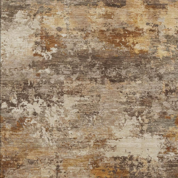 8' X 10' Rust And Beige Abstract Washable Indoor Outdoor Area Rug