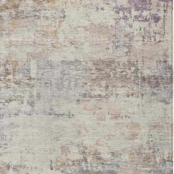 3' X 5' Linen And Beige Abstract Washable Indoor Outdoor Area Rug
