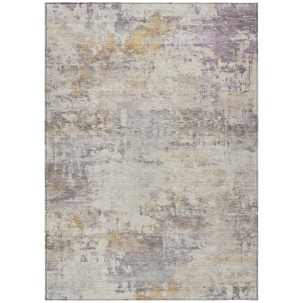 8' X 10' Linen And Beige Abstract Washable Indoor Outdoor Area Rug