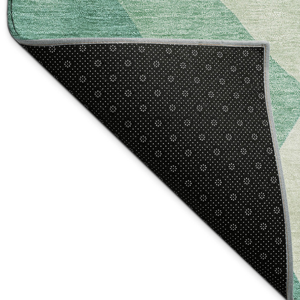 8' X 10' Teal Blue And Ivory Abstract Washable Indoor Outdoor Area Rug