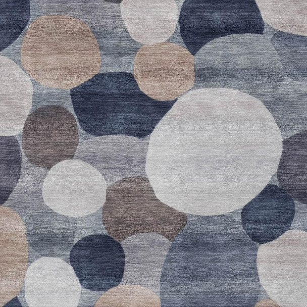 5' X 8' Blue Beige And Gray Geometric Washable Indoor Outdoor Area Rug
