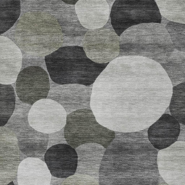 3' X 5' Gray And Silver Geometric Washable Indoor Outdoor Area Rug