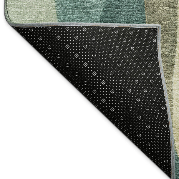 8' X 10' Teal Blue And Copper Abstract Washable Indoor Outdoor Area Rug
