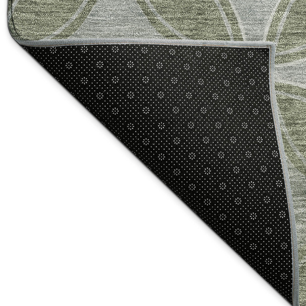 5' X 8' Artichoke Green And Ivory Geometric Washable Indoor Outdoor Area Rug