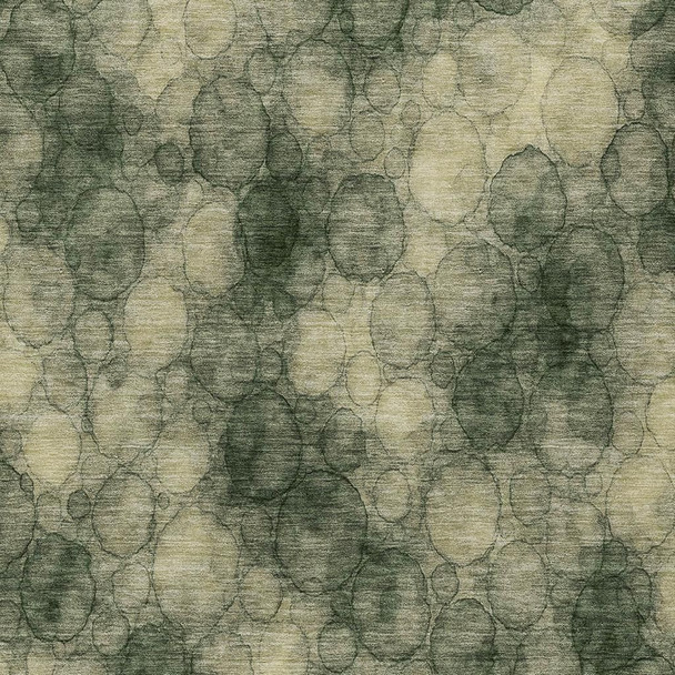 3' X 5' Artichoke Green And Wheat Abstract Washable Indoor Outdoor Area Rug