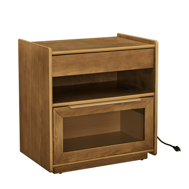24" Brown Wood Two Drawer Nightstand