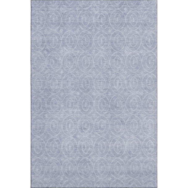 9' X 12' Sky Blue And Ivory Geometric Washable Area Rug With UV Protection
