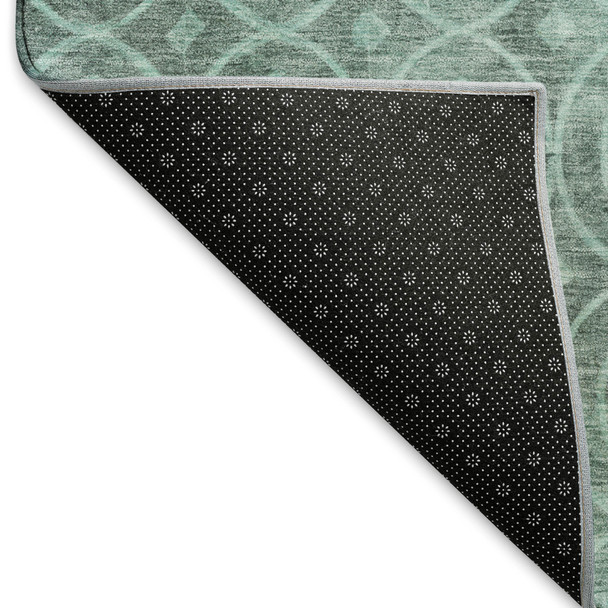 8' Teal And Aqua Geometric Washable Area Rug With UV Protection