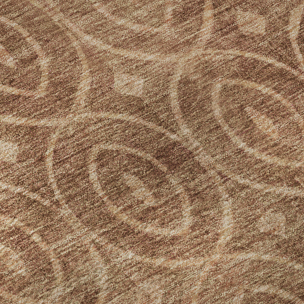 8' Terra Cotta And Rust Geometric Washable Area Rug With UV Protection