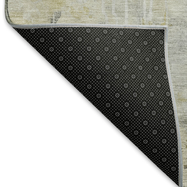 10' X 14' Silver Gray And Gold Abstract Washable Area Rug With UV Protection