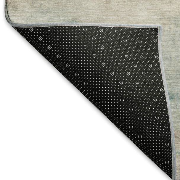 9' X 12' Taupe Blush And Teal Abstract Washable Area Rug With UV Protection