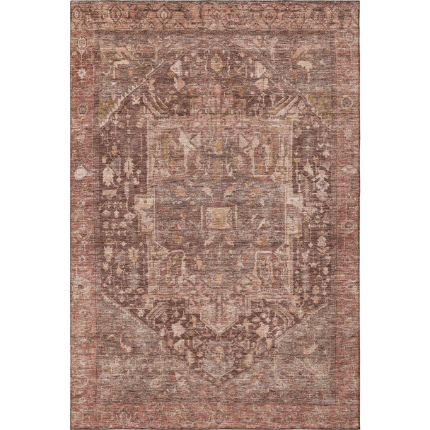 9' X 12' Burgundy Ivory And Gold Oriental Washable Area Rug With UV Protection
