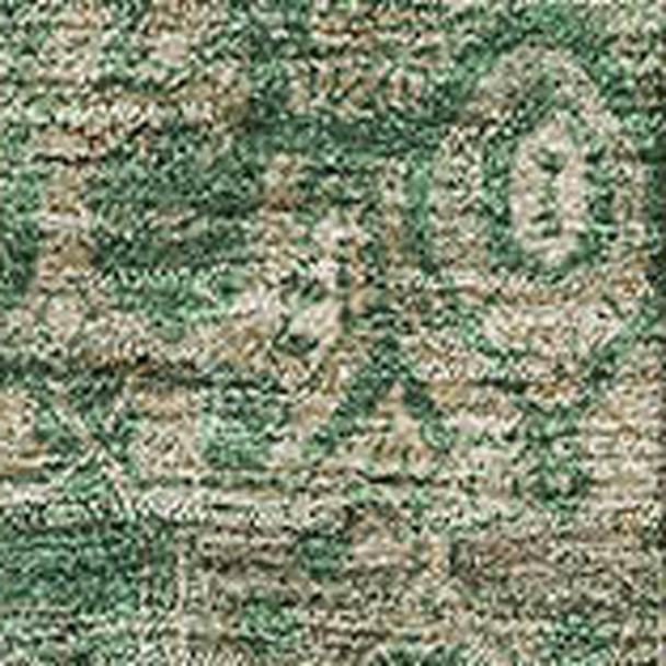 10' X 14' Emerald Ivory And Taupe Oriental Washable Area Rug With UV Protection