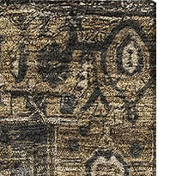 9' X 12' Chocolate Charcoal And Beige Oriental Washable Area Rug With UV Protection