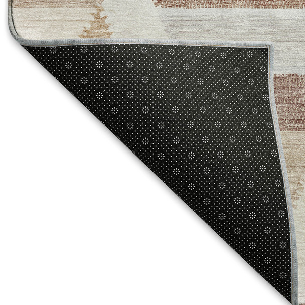 3' X 5' Copper Ivory And Gray Geometric Washable Area Rug With UV Protection