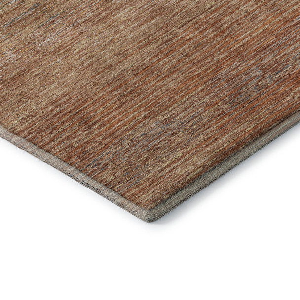 10' X 14' Copper Ivory And Gray Striped Washable Area Rug With UV Protection