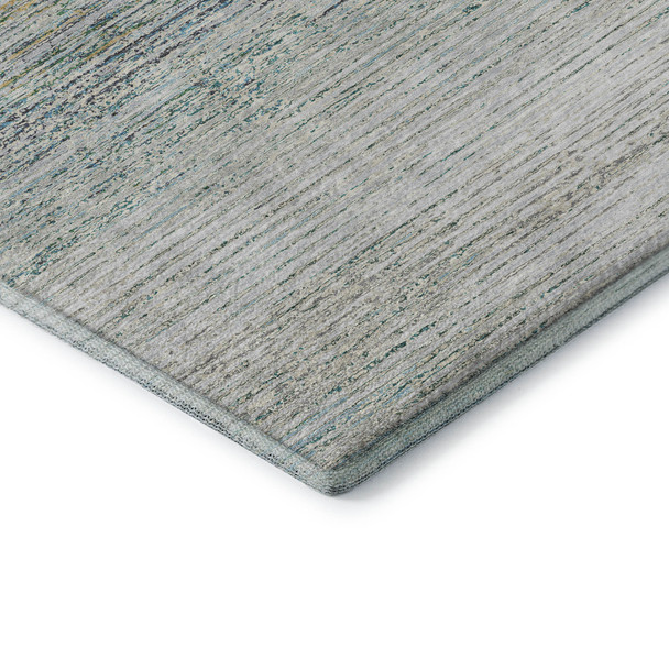 9' X 12' Linen And Ivory Striped Washable Area Rug With UV Protection