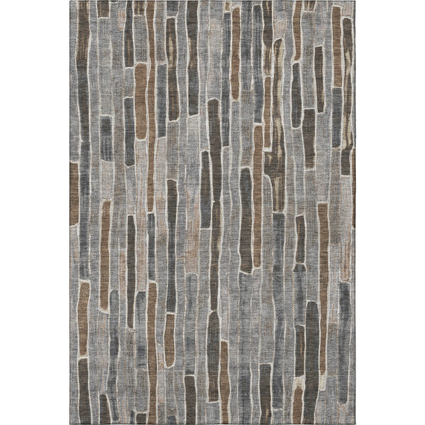 10' X 14' Pewter Gray And Silver Striped Washable Area Rug With UV Protection