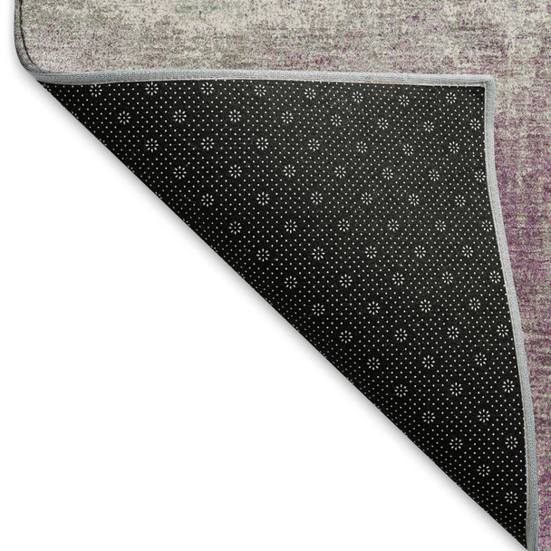 10' X 14' Lavender Blue And Ivory Abstract Washable Area Rug With UV Protection
