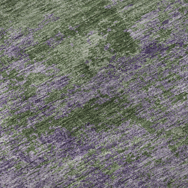 9' X 12' Purple And Green Abstract Washable Area Rug With UV Protection