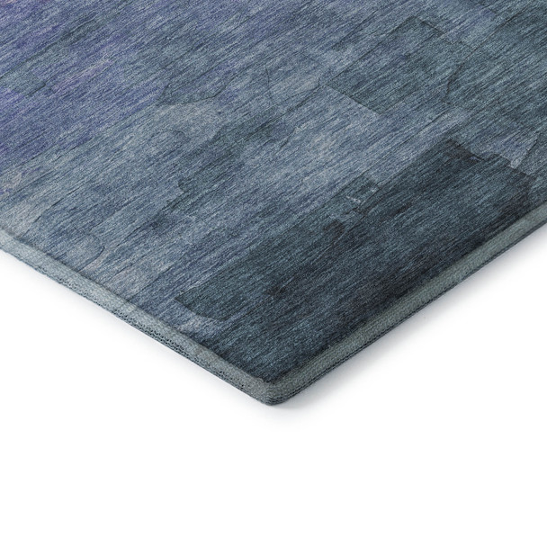 8' Denim Blue Lavender And Sky Blue Striped Washable Area Rug With UV Protection