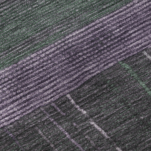 3' X 5' Purple And Olive Green Striped Washable Area Rug With UV Protection