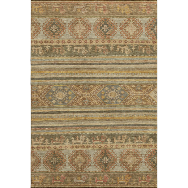 9' X 12' Beige Gold And Gray Medallion Washable Area Rug With UV Protection