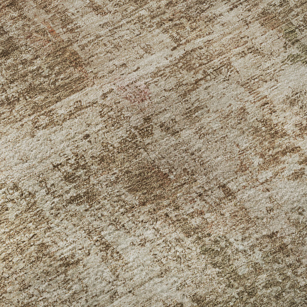 3' X 5' Beige And Taupe Abstract Washable Area Rug With UV Protection