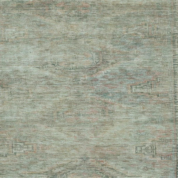 3' X 5' Teal Sage And Copper Abstract Geometric Washable Area Rug With UV Protection