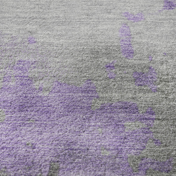 8' X 10' Lavender And Gray Abstract Washable Area Rug With UV Protection
