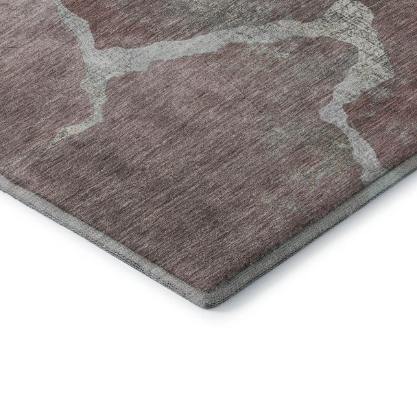 5' X 8' Mauve And Gray Abstract Washable Area Rug With UV Protection