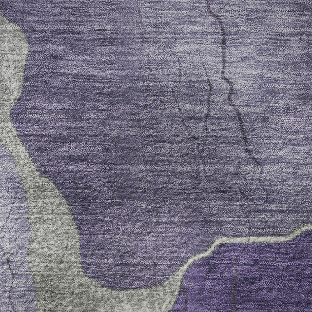 5' X 8' Purple And Beige Abstract Washable Area Rug With UV Protection